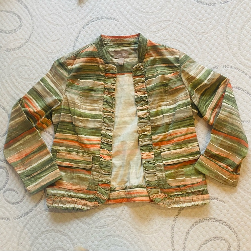 Chicos Size 1 Lightweight Open Front Multi Colore… - image 8